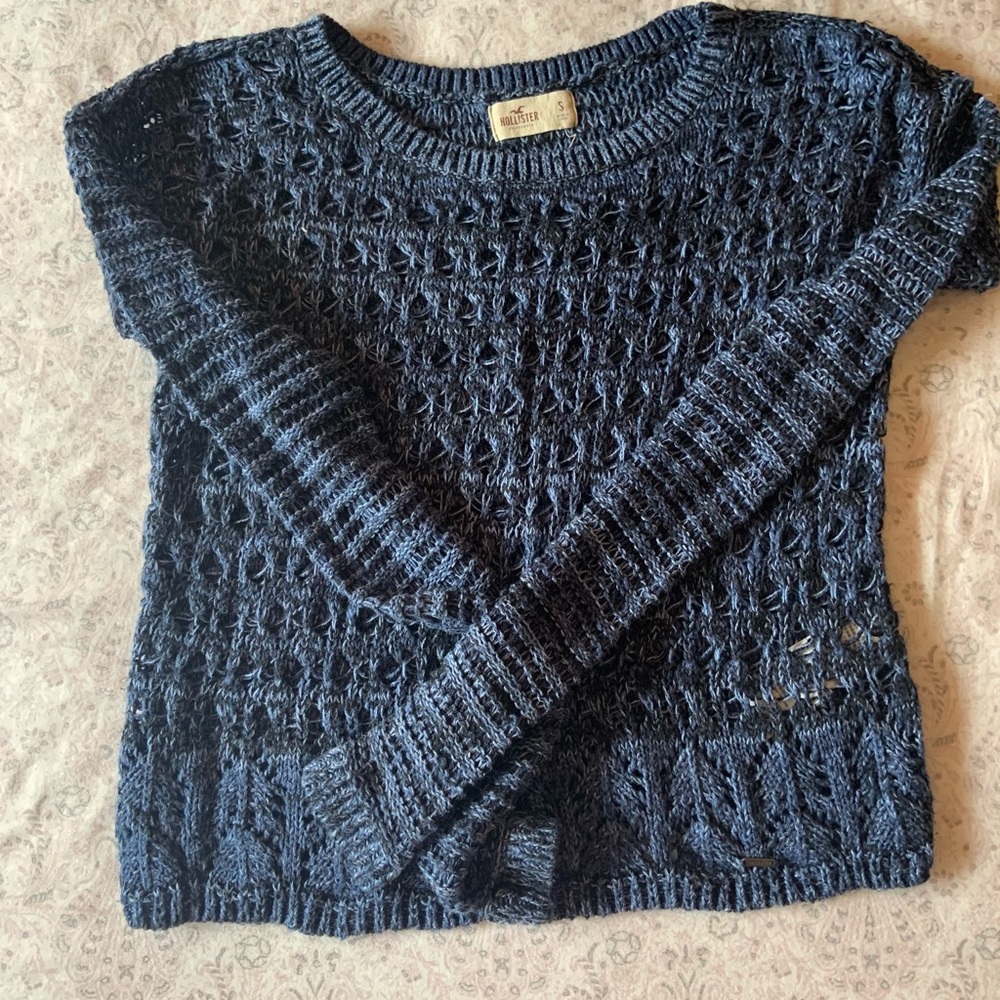 Blue crocheted sweater